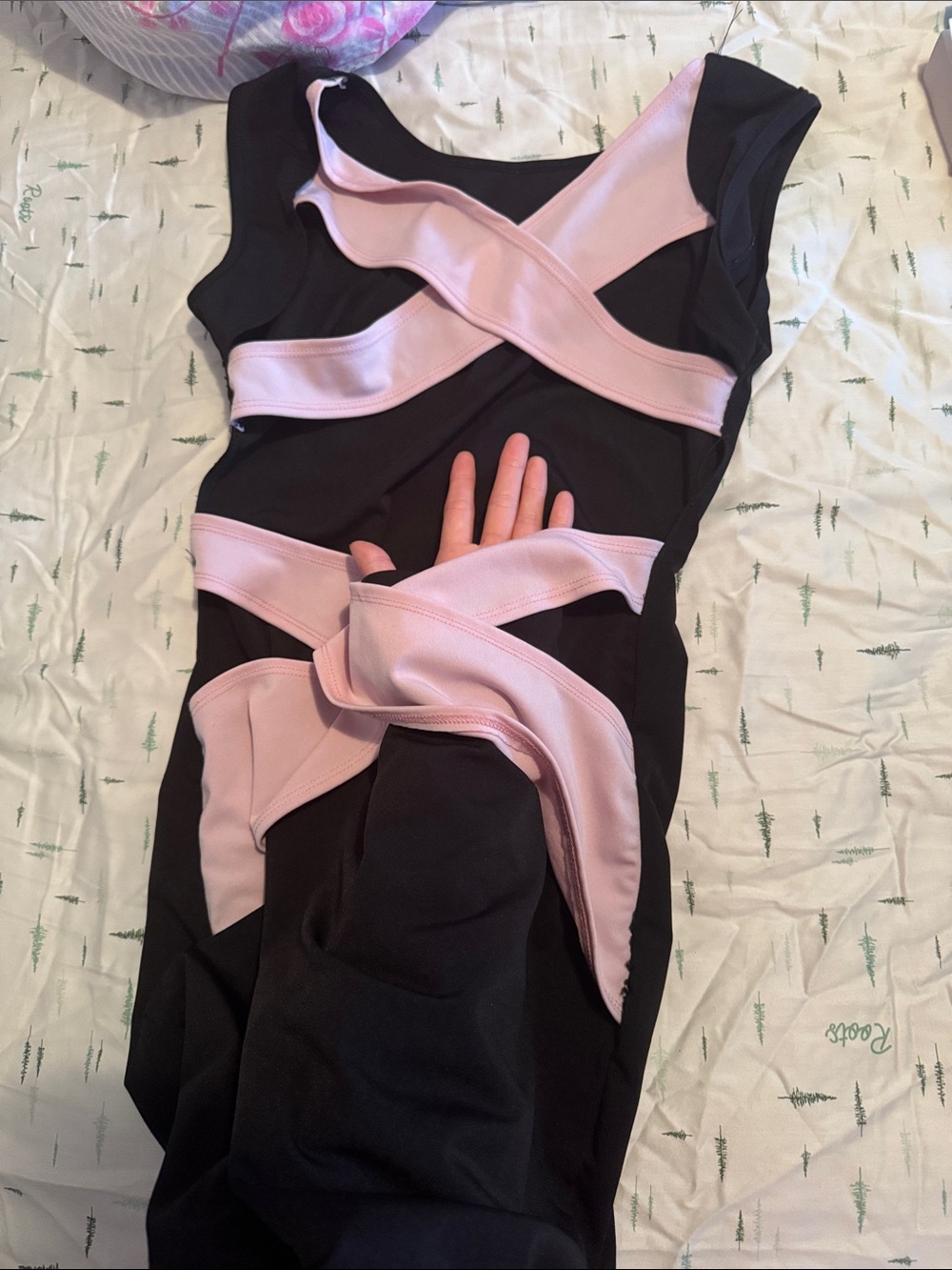 Tight Black Dress with Pink Crisscross Straps back